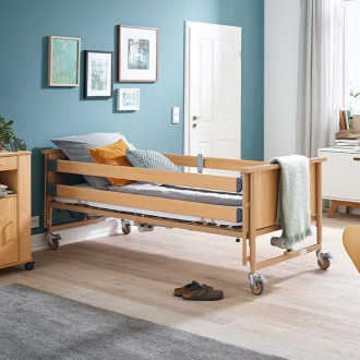 Многофункциональная кровать с электроприводом Burmeier Dali Standard c деревянными декоративными панелями